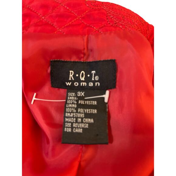 RQT Women's Red Floral Quilted Jacket, Plus Size 3X - Picture 4 of 4